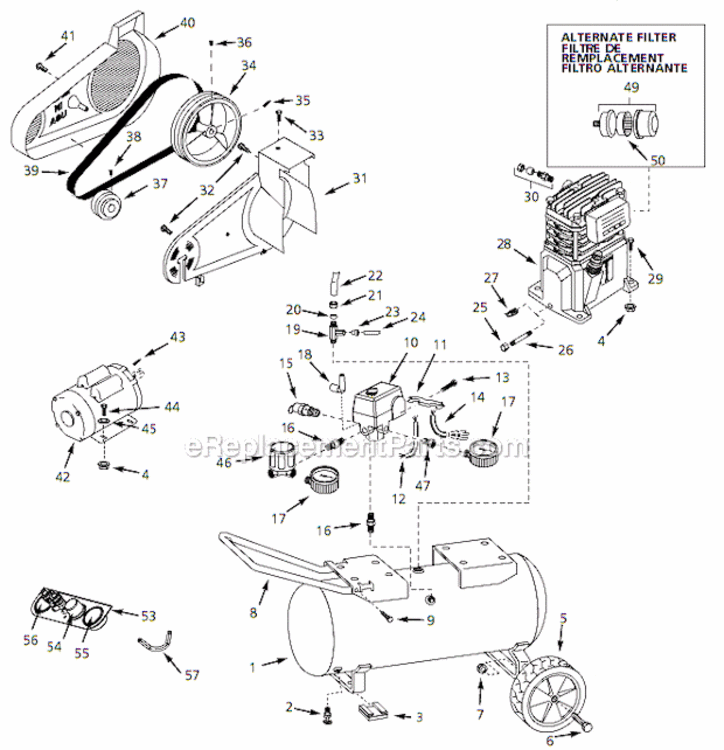 Page A Diagram and Parts List for VT633300AJ  Campbell Hausfeld Compressor
